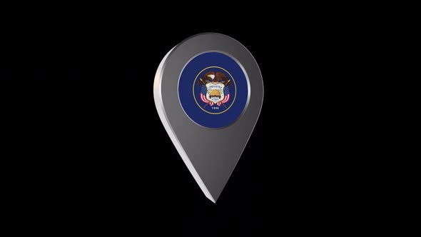 3d Animation Map Navigation Pointer With Utah Flag With Alpha Channel - 2K alt