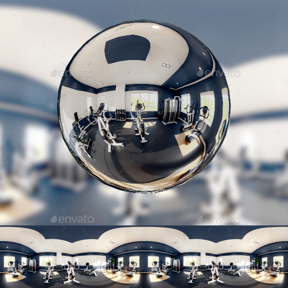 360 Degree Full Panorama of Fitness Gym Interior
