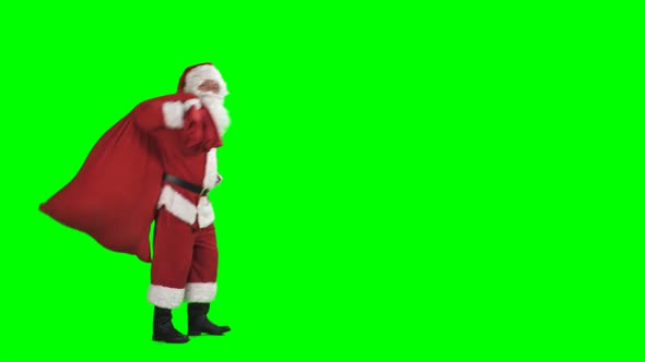 Merry Christmas. Dancing Santa Claus In Full Growth In Red Suit alt