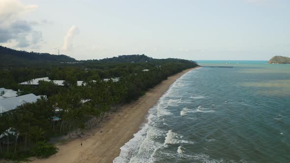 Aerial, View On A Small Islands And A Beach Of Palm Cove, Cairns In Queensland, Australia