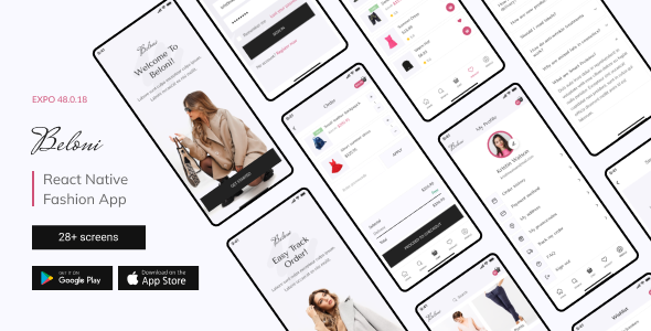 Beloni - Fashion E-Commerce React Native App EXPO SDK 48.0.18
