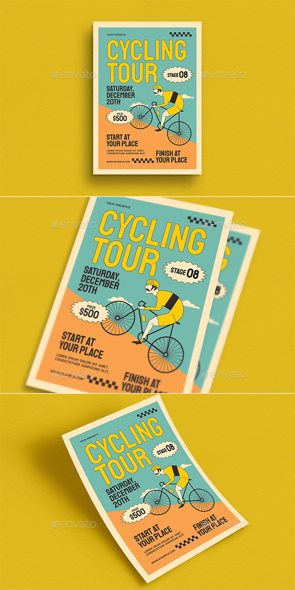 Retro Cycling Tour Event Flyer