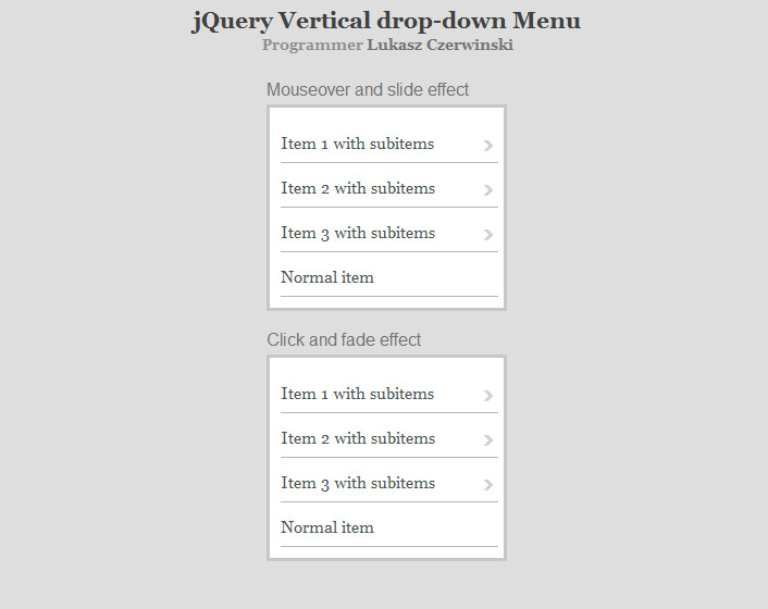 jQuery Vertical DropDown Menu by Lukasz_Czerwinski CodeCanyon