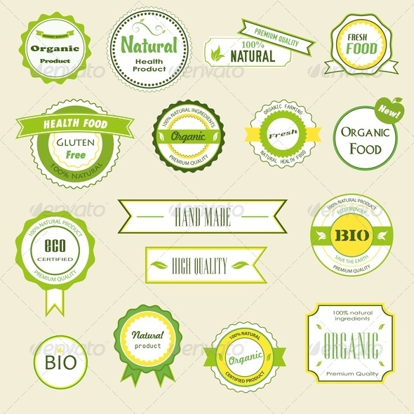 Organic Labels, Logos and Stickers - Health/Medicine Conceptual