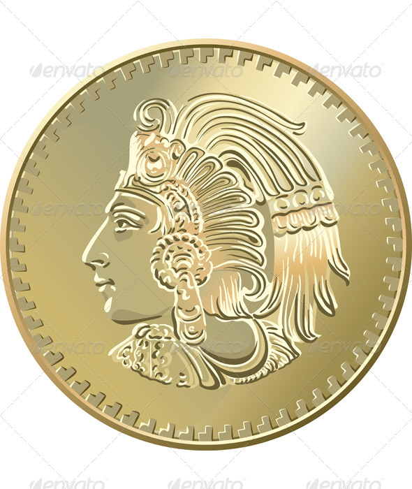 Vector Mexican coin with the image of the Indian