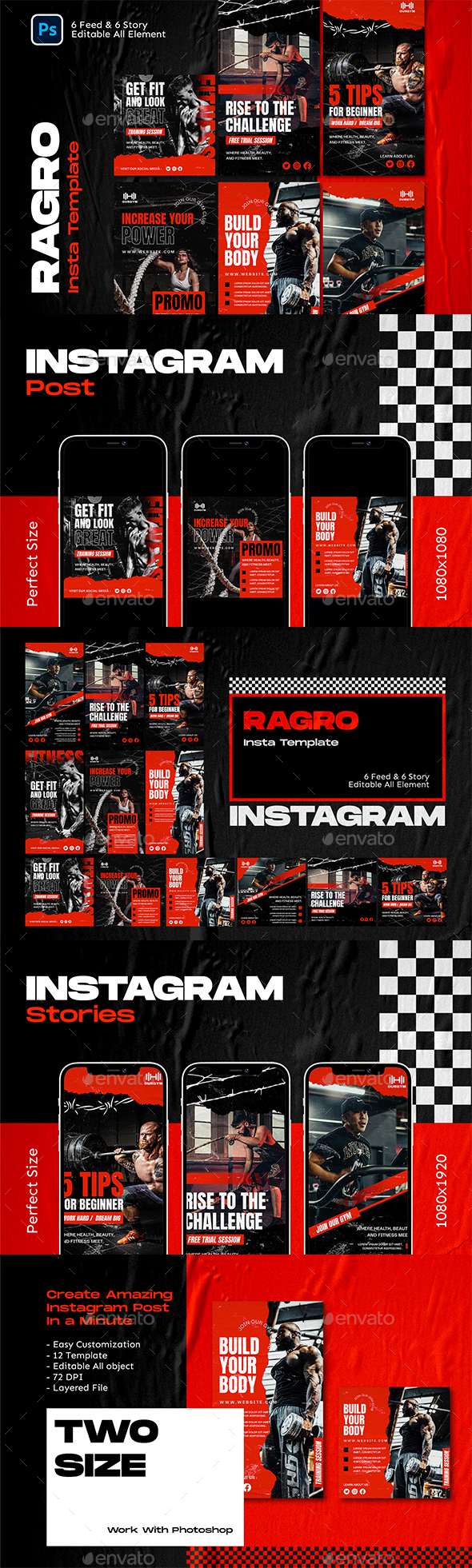 [DOWNLOAD]Ragro Gym Instagram Template