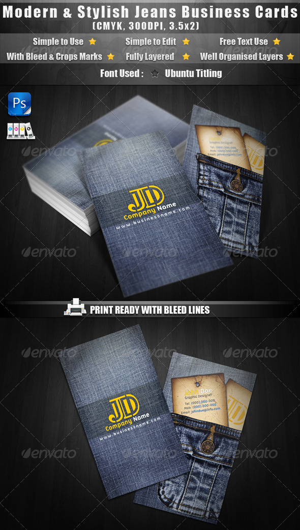 Modern & Stylish Jeans Business Cards - Real Objects Business Cards