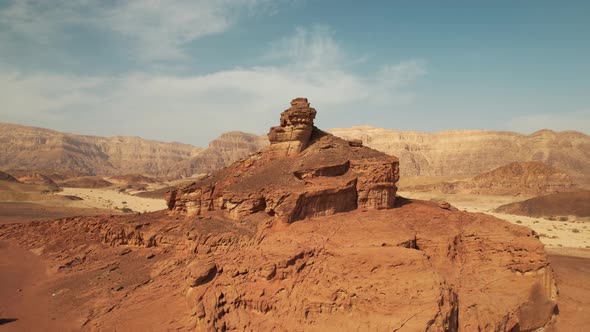 Aerial drone shot of beautiful and colorful desert National Nature Park Timna, Southern Israel. alt