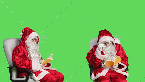 Santa claus reading fiction book
