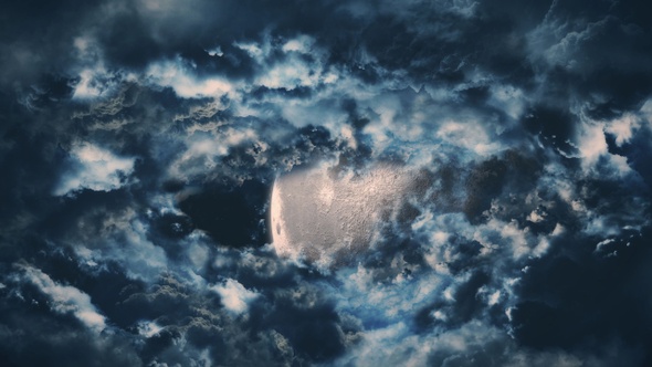 Big Moon and Cloudy Sky