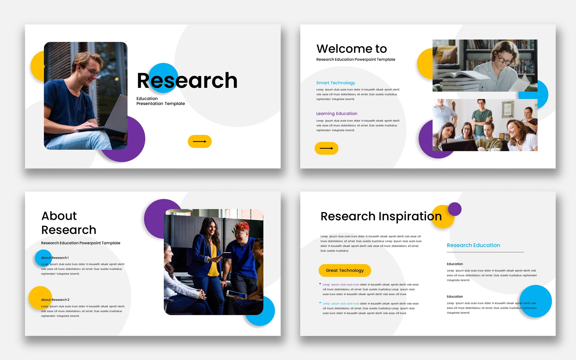 Research - Education Google Slide Template, Presentation Templates