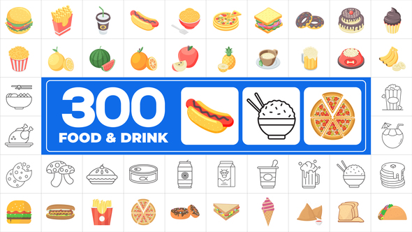 300 Icons Pack - Food & Drinks