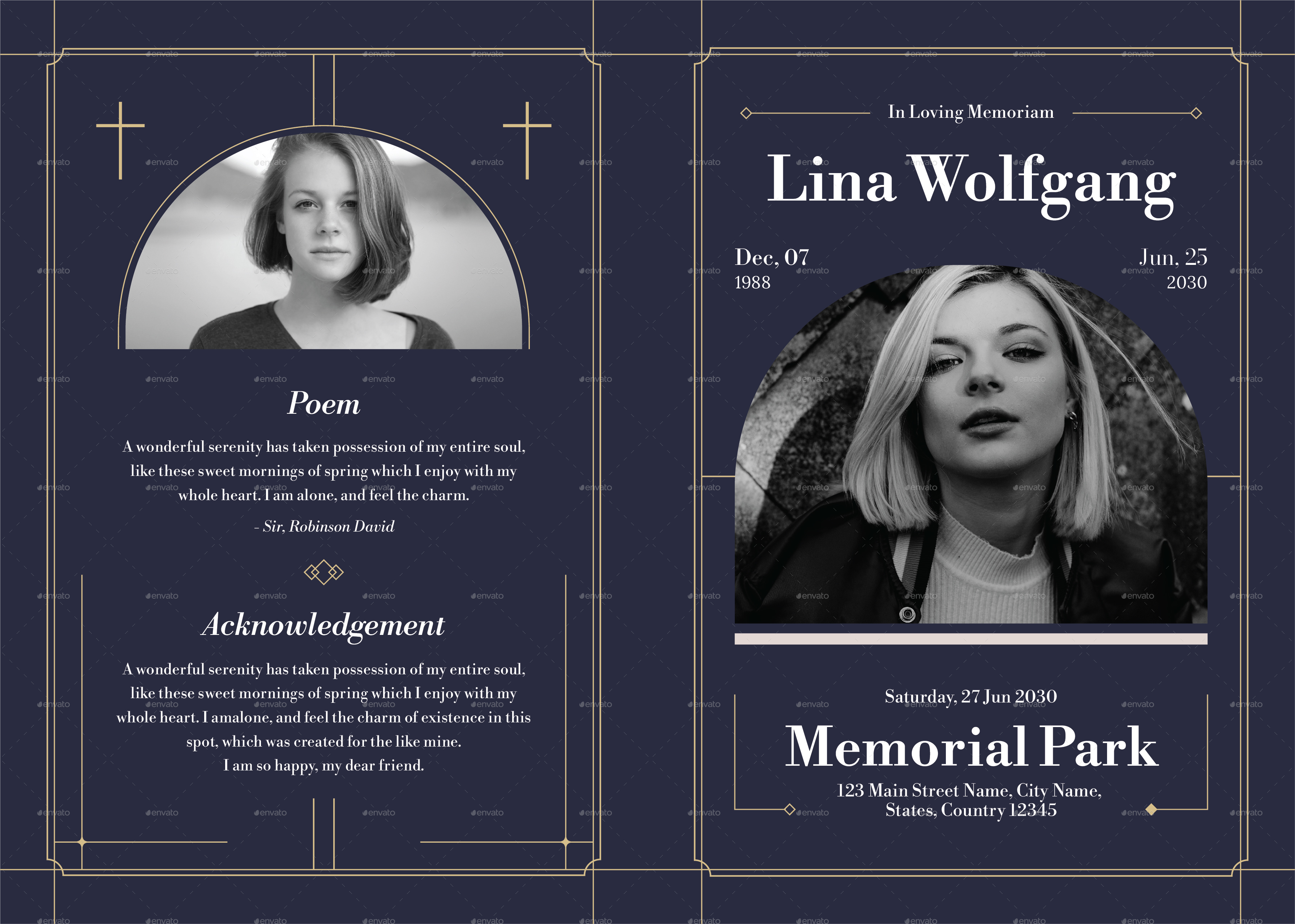 Elegant Framed Funeral Program, Print Templates | GraphicRiver