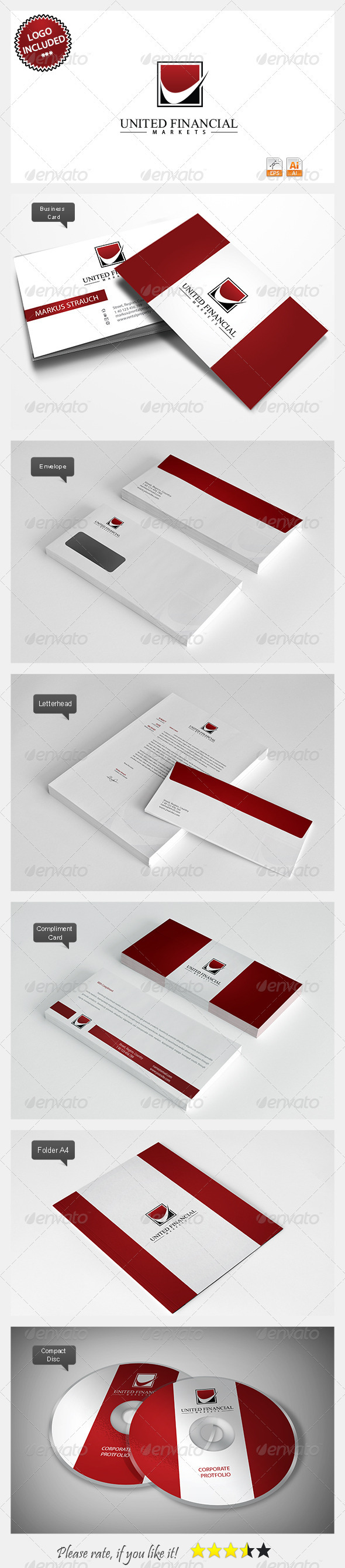 United Financial Logo & Identity - Stationery Print Templates