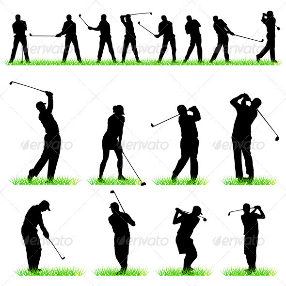 Golf Players Silhouettes Set