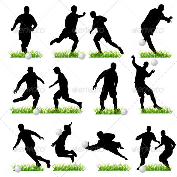 Football Players Silhouettes Set