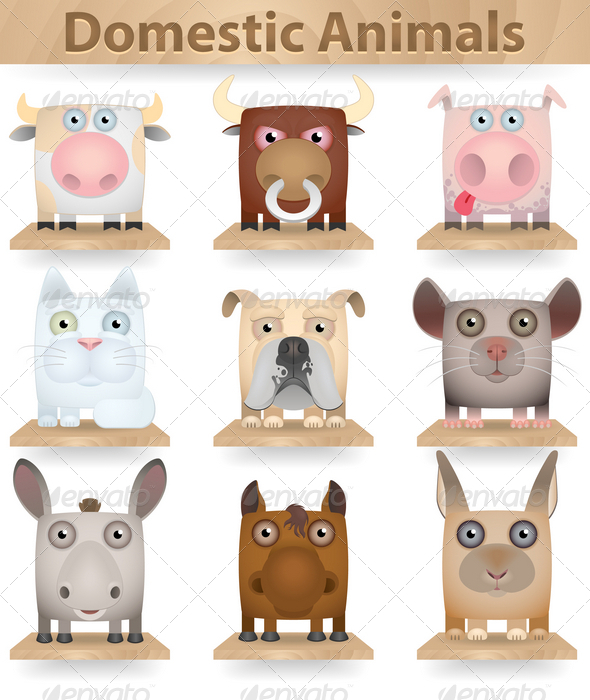 Domestic Animals Icon Set - Animals Characters