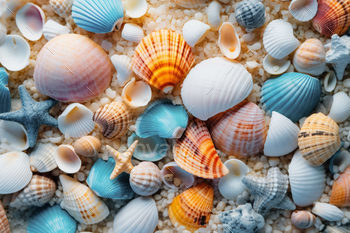 Summer%20background.%20Sea%20shells%20on%20beach.%20Summer%20vacation%20concept.%20Collection%20of%20colorful%20seashells%20on%20sand.%20Marine%20life