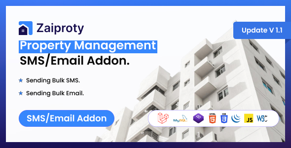 Zaiproty  Property Management Bulk SMS/Email Addon