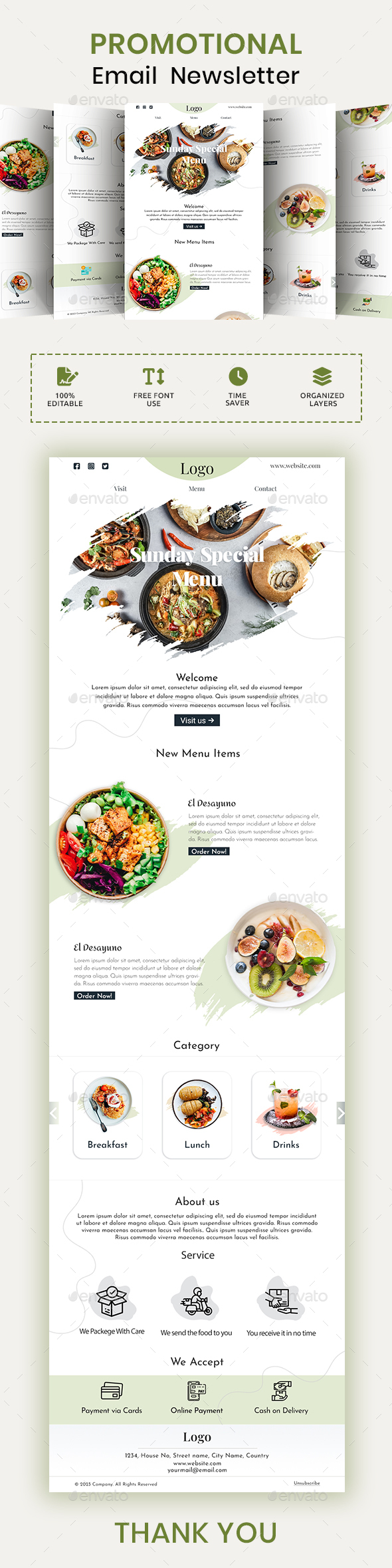 [DOWNLOAD]Restaurant Email Newsletter PSD Template