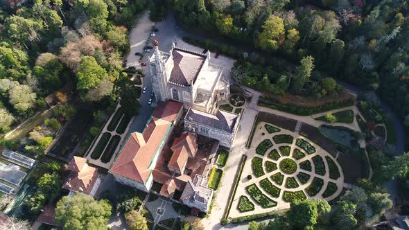 Aerial Top View of Park and Palace of Bussaco alt