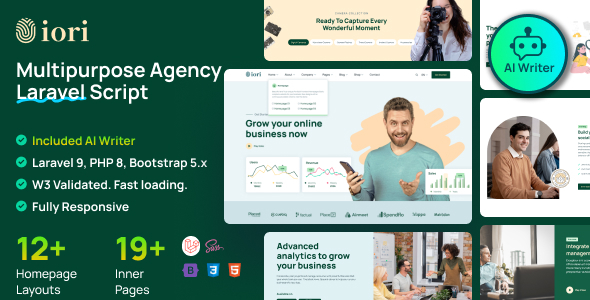 Iori  Business Website for Company, Agency, Startup with AI writer tool & shopping cart