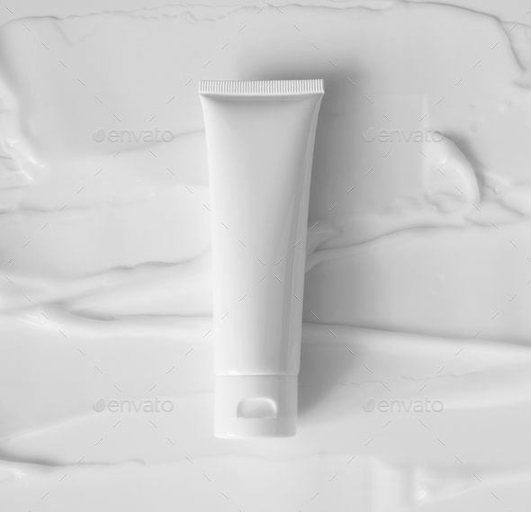 Mockup white plastic tube for moisturizer, lotion, facial cleanser or shampoo