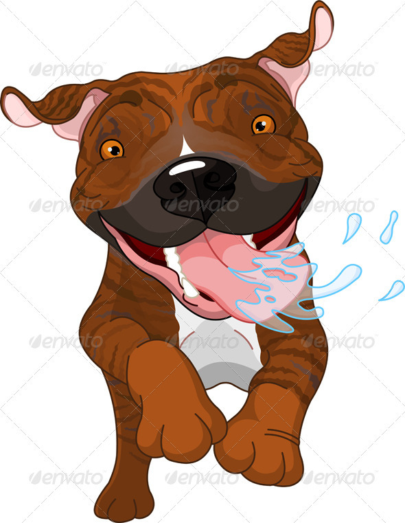 Excited Brindle Pit Bull Dog - Animals Characters