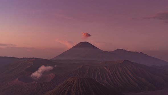 Bromo Tengger Semeru National Park, Indonesia, Timelapse - The Mount Bromo volcano at sunrise