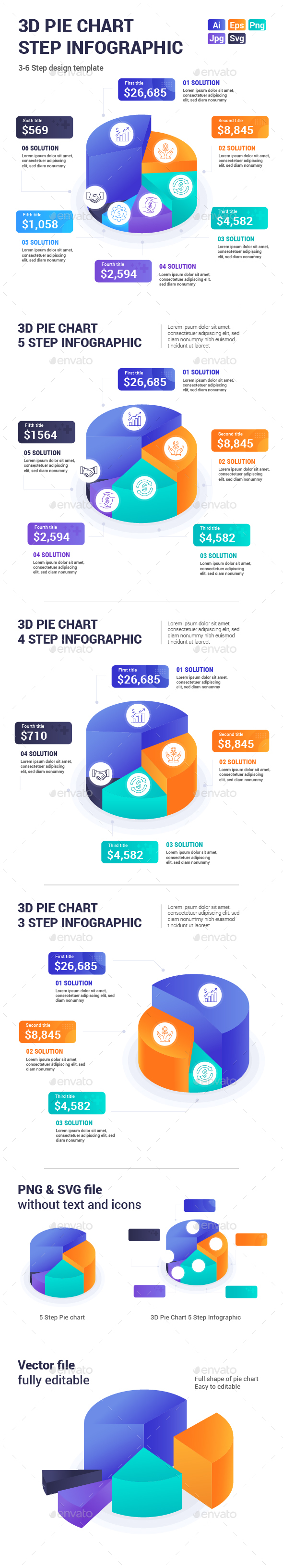 [DOWNLOAD]3D Pie Chart Step Infographic