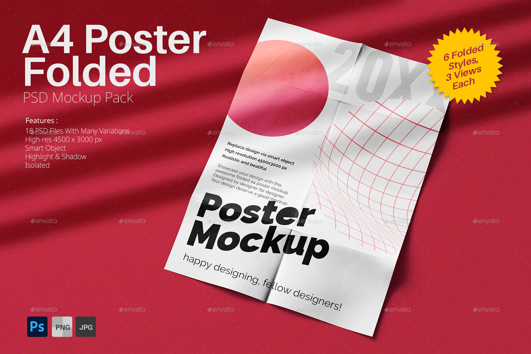 A4 Paper Folded Poster PSD Mockup Pack, Graphics | GraphicRiver