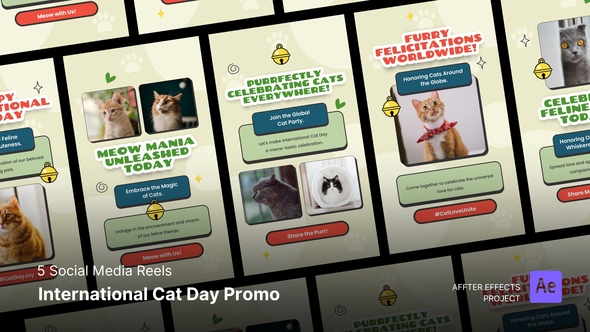 International Cat Day Promo Instagram Reels Product Promo template preview