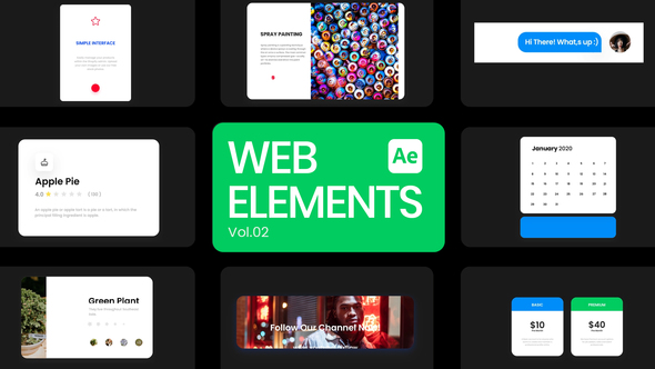 Web Elements 02 for After Effects Elements template preview