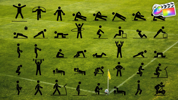 40 Animated Fitness Pictograms | FCPX