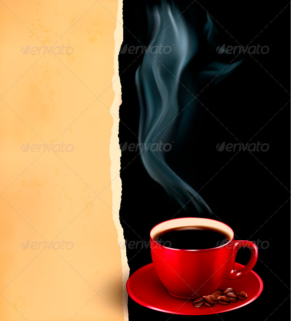 Background with Cup of Coffee and Old Paper - Food Objects
