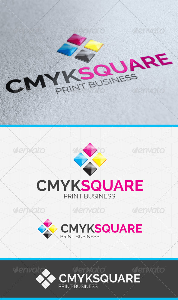 CMYK Square Logo Template - Vector Abstract