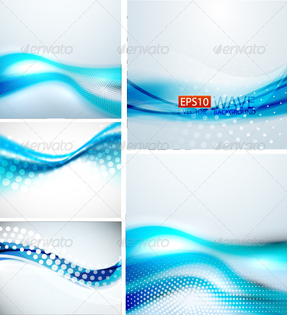 Creative Blue Wave Background Set - Backgrounds Decorative