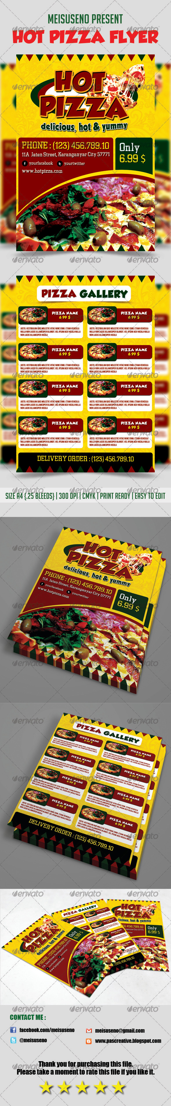Hot Pizza Flyer Template - Restaurant Flyers