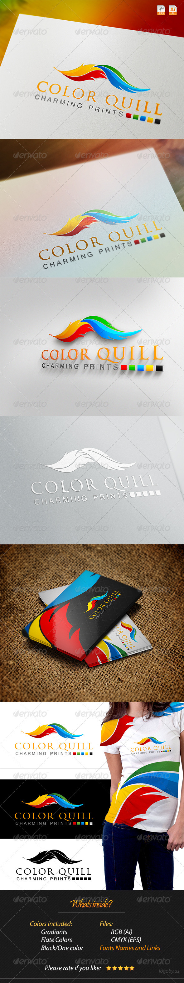 Color Quill - Charming Prints Logo - Objects Logo Templates