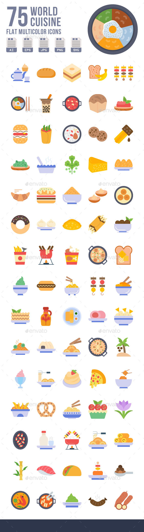 World Cuisine Flat Icons