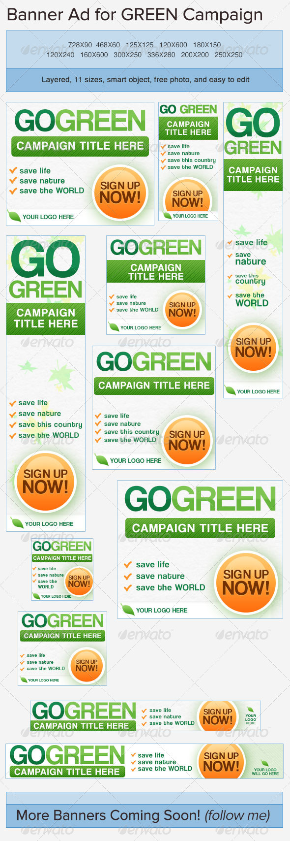 Go Green Banner Ads - Banners & Ads Web Elements