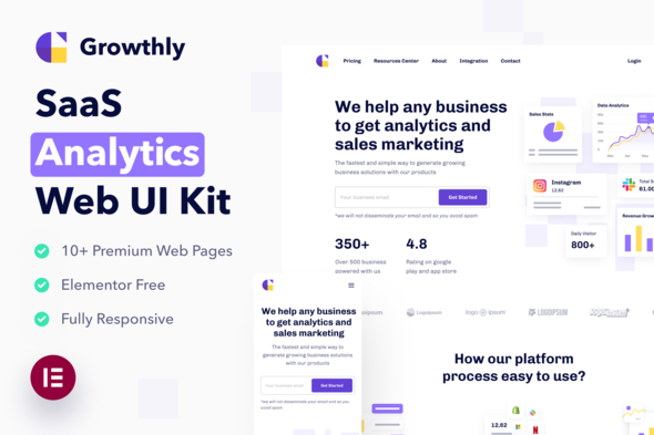 Growthly - SaaS Analytics Elementor Template Kit