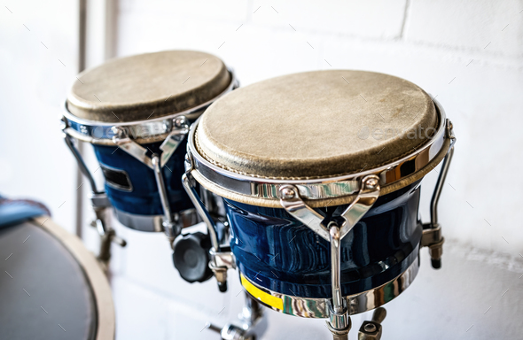 Bongos drums in recording studio