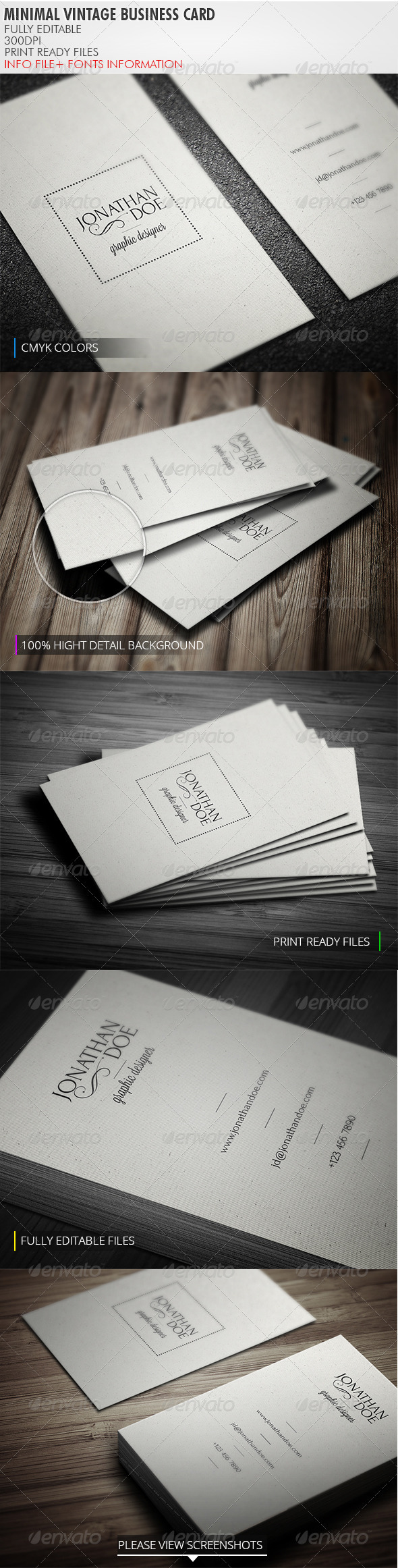 Minimal Vintage Business Card - Retro/Vintage Business Cards