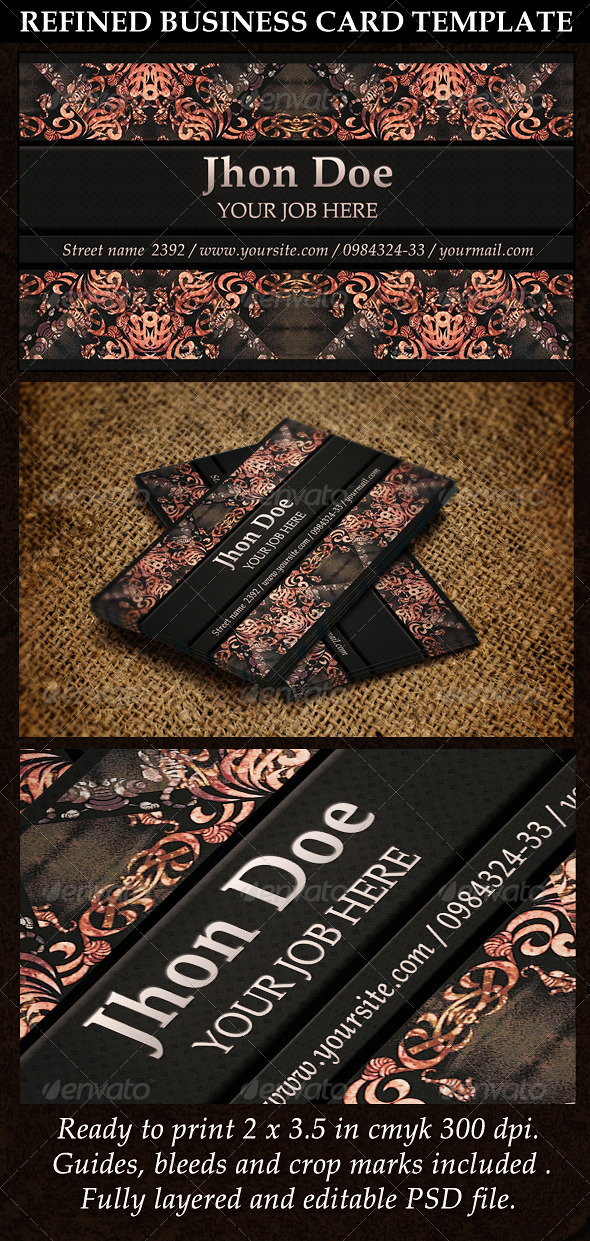 Refined Business Card Template - Retro/Vintage Business Cards