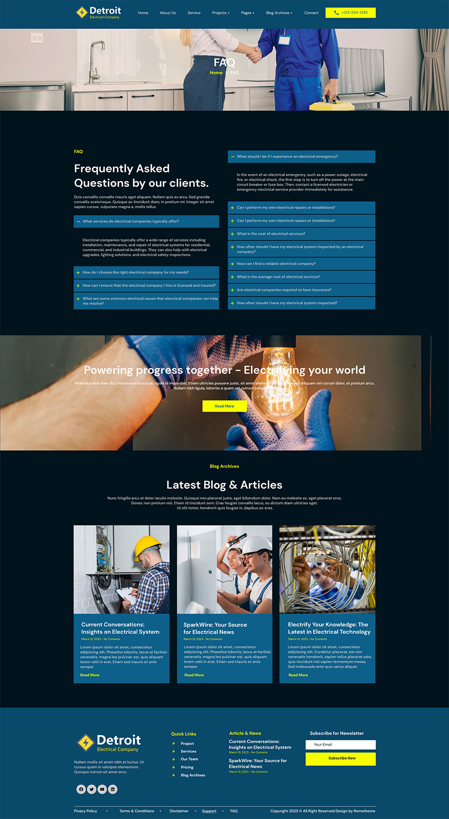 Detroit - Electrical Company Figma Template by Rometheme | ThemeForest