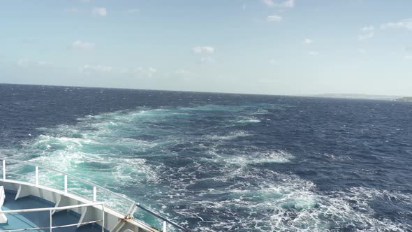 Azure Colour Water Left After Ferry Sailed Past Mediterranean Sea in Malta alt