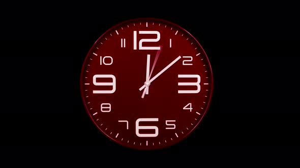 Modern Red Clock Face Moving Fast Forward
