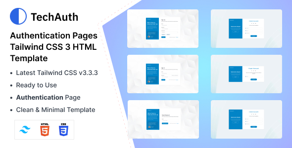 TechAuth - Auth Pages Tailwind CSS 3 HTML Template