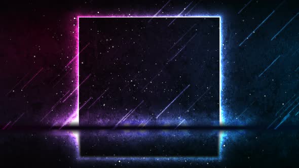 Blue Purple Neon Laser Square Frame